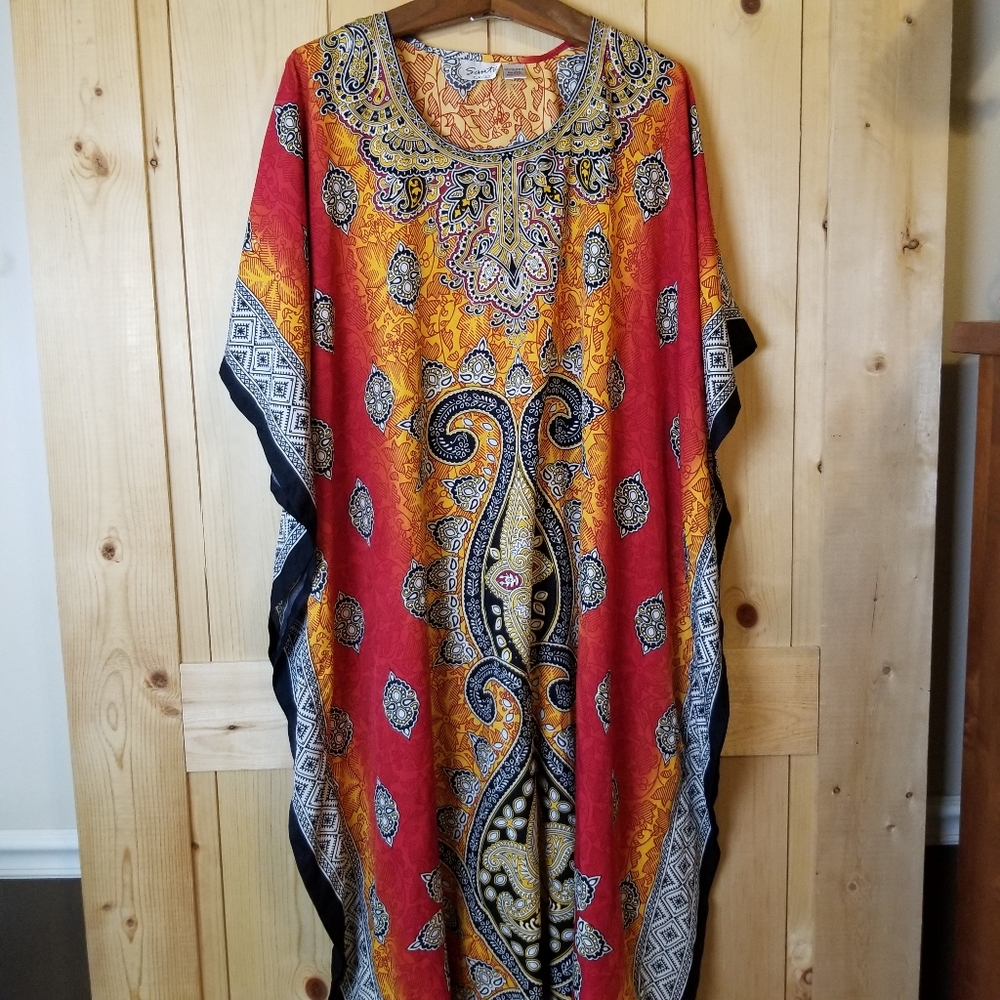 Sante' Classics Indian Asian Design Light Beading Kaftan Pull-On Sleeved…